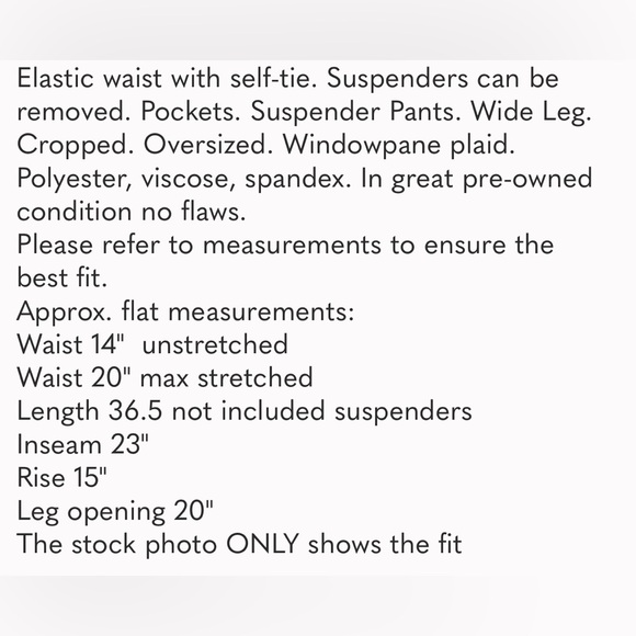 Free People Hop To It Suspender Windowpane Plaid Pants Medium - Picture 15 of 15